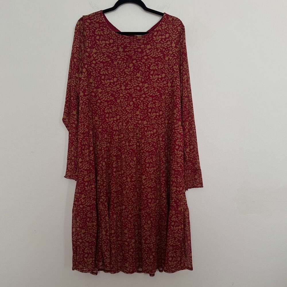 Torrid Ruffled Floral Mesh Dress Rust Red Size 3X - Picture 3 of 5